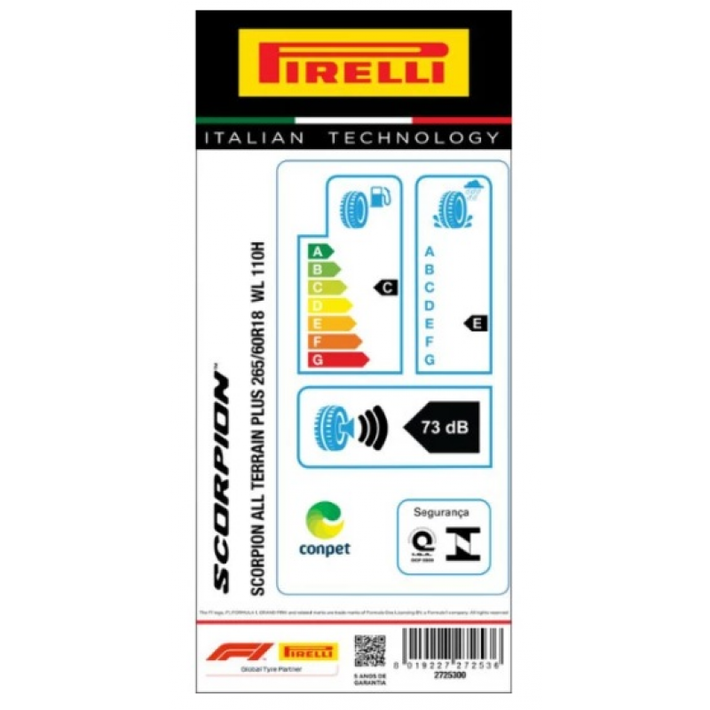 Pneu Pirelli 265/60r18 Scorpion All Terrain Plus 110h