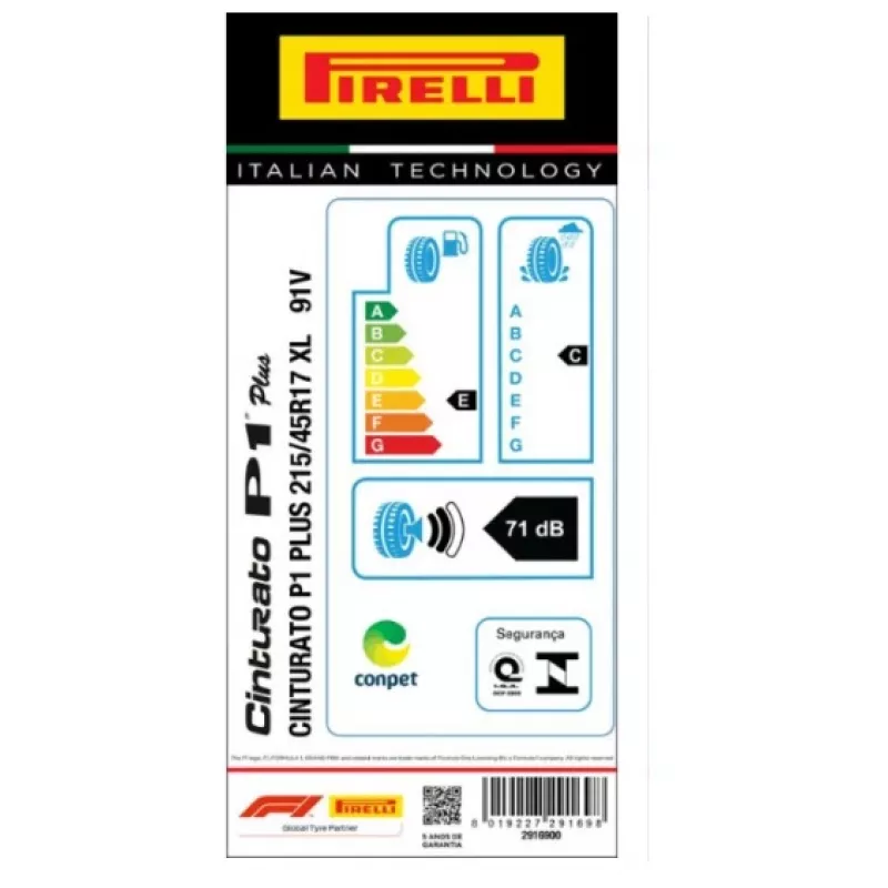 Pneu Pirelli 215/45r17 Cinturato P1 Plus 91v