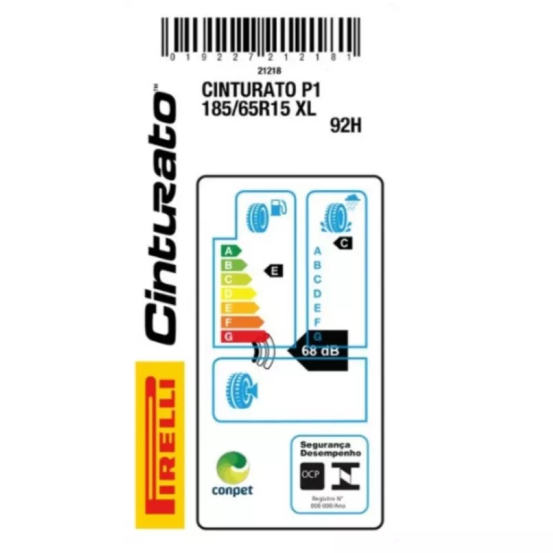 Pneu Pirelli 185/65r15 Cinturato P1 (ks) 92h Xl