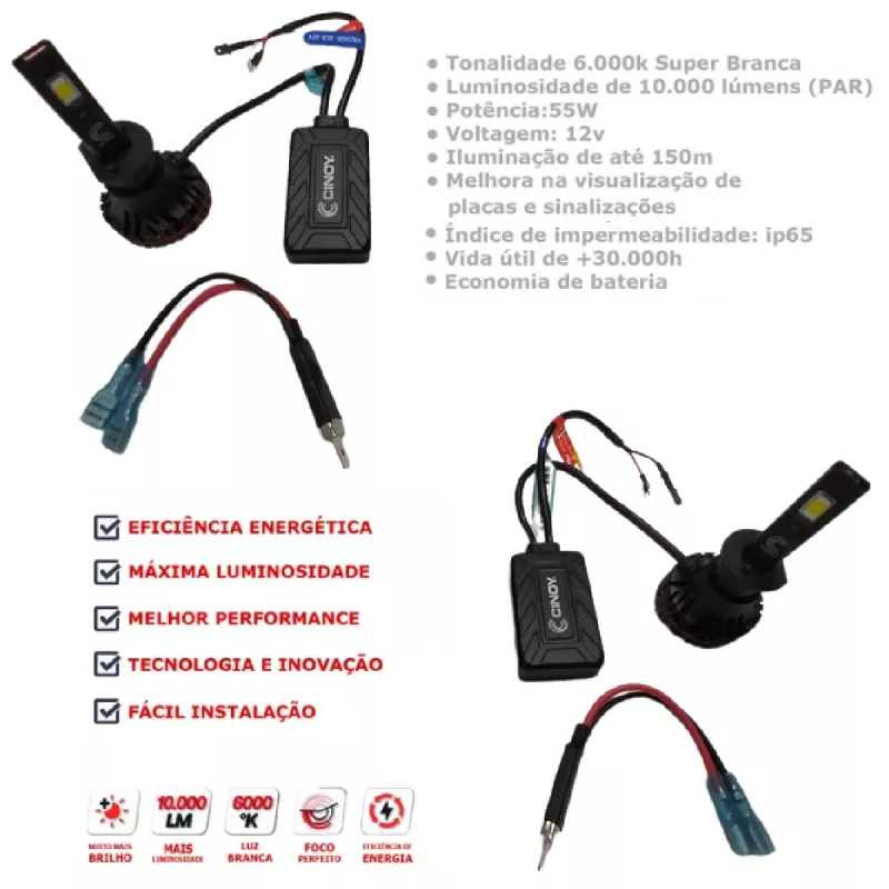 Kit Lampada Led H1 Cinoy Power Max 12v 6000k