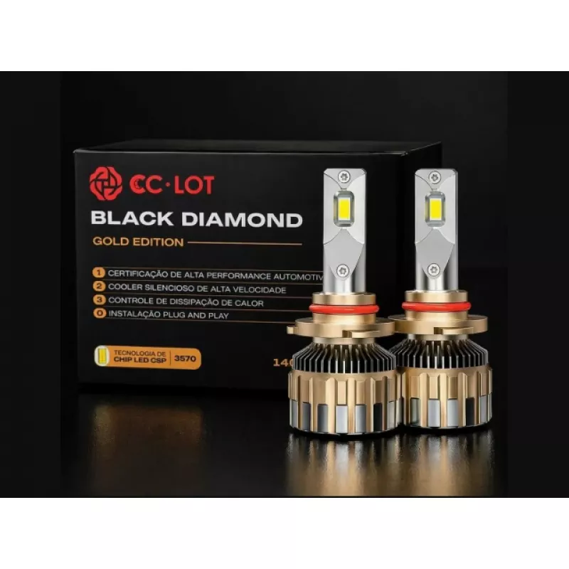 Kit Led Black Diamond Gold Edition Hb3 9005 6000k 12/36v 14000l